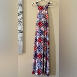 Gianni Bini Geometric Maxi Dress - Red, Blue, White